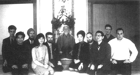Morihei_Ueshiba,_founder_of_Aikido_with_foreign_students_at_birthday_party